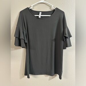 Zenana Outfitters Charcoal Ruffle Sleeve Blouse